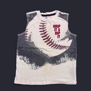 Starter Boys Baseball Muscle Tank Top White Gray Size S 6/7